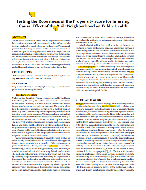 screenshot of PDF of annotated report